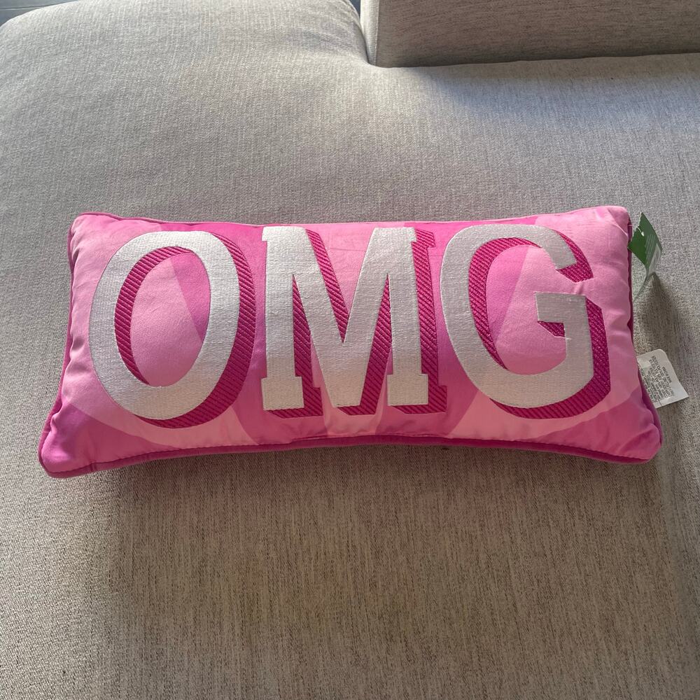 OMG Stuffed Pink Pillow Graphic New Cute Girly Y2K Vibes Room Decor‎ Rectangle
